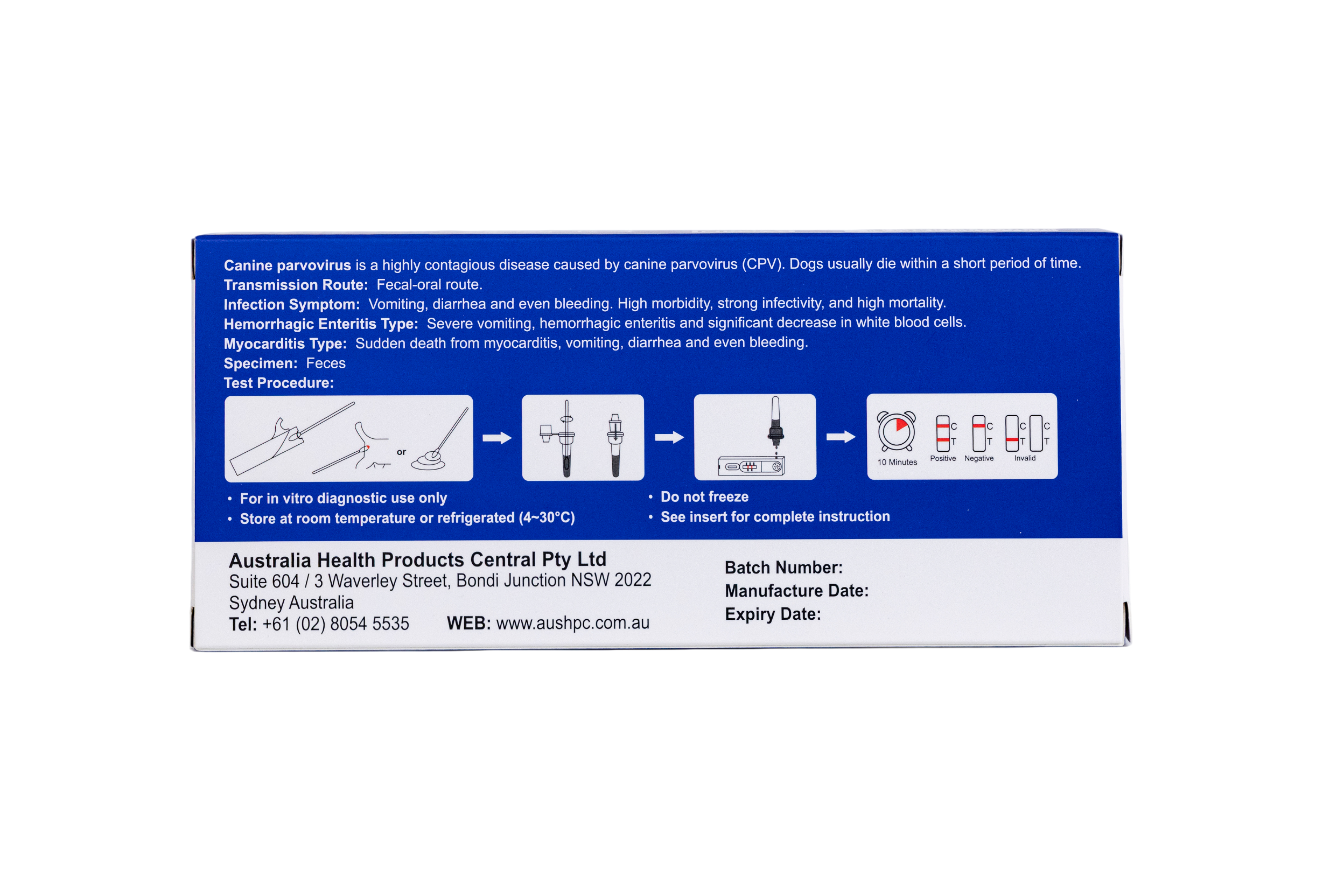 Canine Parvo Virus Antigen Test Cassette